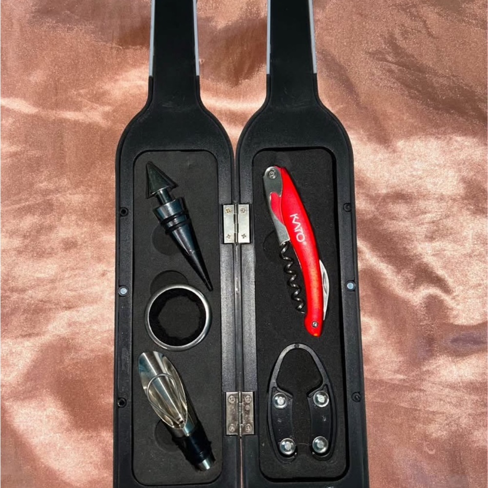 Wine Accessory Set with Red and Black Tools
